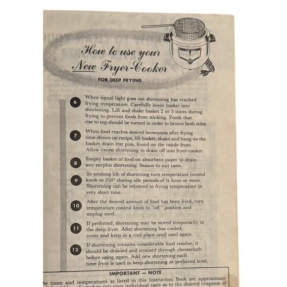 Merit Automatic Electric Fryer Cooker VTG Instruction Recipe Ad Booklet 50’s (?) - Picture 5 of 5